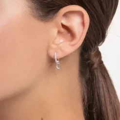 Thomas Sabo Ohrringe-Einzel Creole Weisse Steine Silber - CR658-051-14