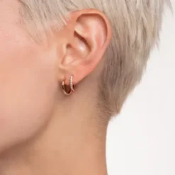 Thomas Sabo Ohrringe-Einzel Creole Weisse Steine Roségold - CR659-416-14