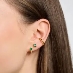 Thomas Sabo Ohrringe-Einzel Ohrstecker mit Grünem Stein Gold - H2233-472-6