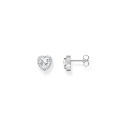 Thomas Sabo (Kette mit) Herz-Halo Ohrstecker mit weissem Stein in Herzform Silber - H2305-051-14