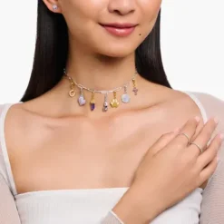 Thomas Sabo Charms/Beads-Member Charm mit violetter Kaltemaille Charmista Coin Silber - 2104-007-13