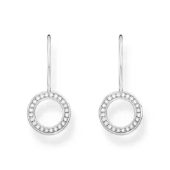 Thomas Sabo Ohrringe-Ohrhänger in Kreisform mit weissen Steinen Silber - H2291-051-14