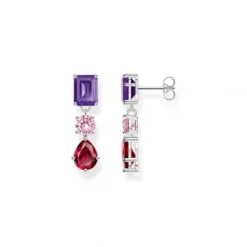 Thomas Sabo Ohrringe-Ohrring mit Steinen in Rot Rosa und Violett - H2278-013-7