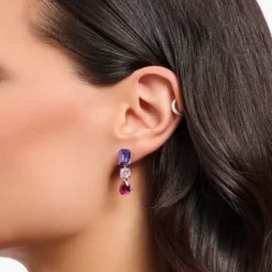 Thomas Sabo Ohrringe-Ohrring mit Steinen in Rot Rosa und Violett - H2278-013-7