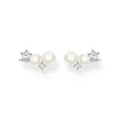 Thomas Sabo Ohrringe-Ohrringe Ear Climber Perlen mit weissen Steinen silber - H2211-167-14