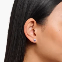 Thomas Sabo Ohrringe-Ohrstecker Alienkopf mit Kaltemaille und violetten Steinen Silber - H2274-041-13