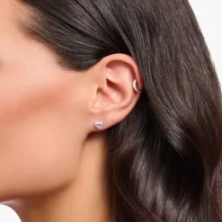 Thomas Sabo (Kette mit) Herz-Ohrstecker Herz mit pinkfarbenem Zirkonia Silber geschwärzt - H2271-643-9