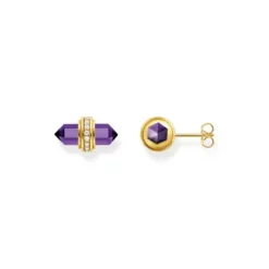 Thomas Sabo Ohrringe-Ohrstecker mit violettem Onyx Kristall vergoldet - H2281-414-13
