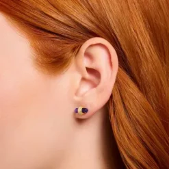 Thomas Sabo Ohrringe-Ohrstecker mit violettem Onyx Kristall vergoldet - H2281-414-13