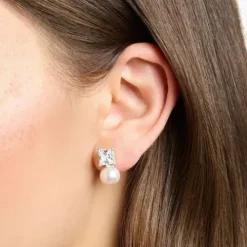 Thomas Sabo Ohrringe-Ohrstecker Perle mit Weissem Stein Silber - H2248-167-14