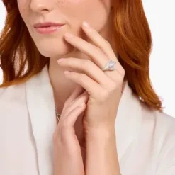 Thomas Sabo (Kette mit) Herz-Siegelring mit Herz und Steinen Silber - TR2447-390-9