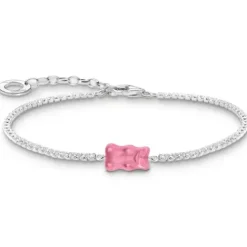 Thomas Sabo Armbänder-Tennisarmband mit pinkfarbenem Goldbären und Steinen Silber - A2187-052-9-L19V