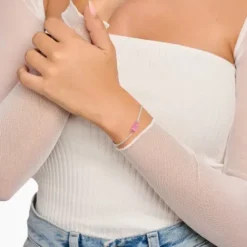 Thomas Sabo Armbänder-Tennisarmband mit pinkfarbenem Goldbären und Steinen Silber - A2187-052-9-L19V