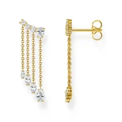 Thomas Sabo Ohrringe-Wasserfall Ohrringe mit weissen Steinen vergoldet - H2325-414-14