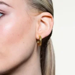 Xenox Ohrringe-Curb Creolen - XS91681G